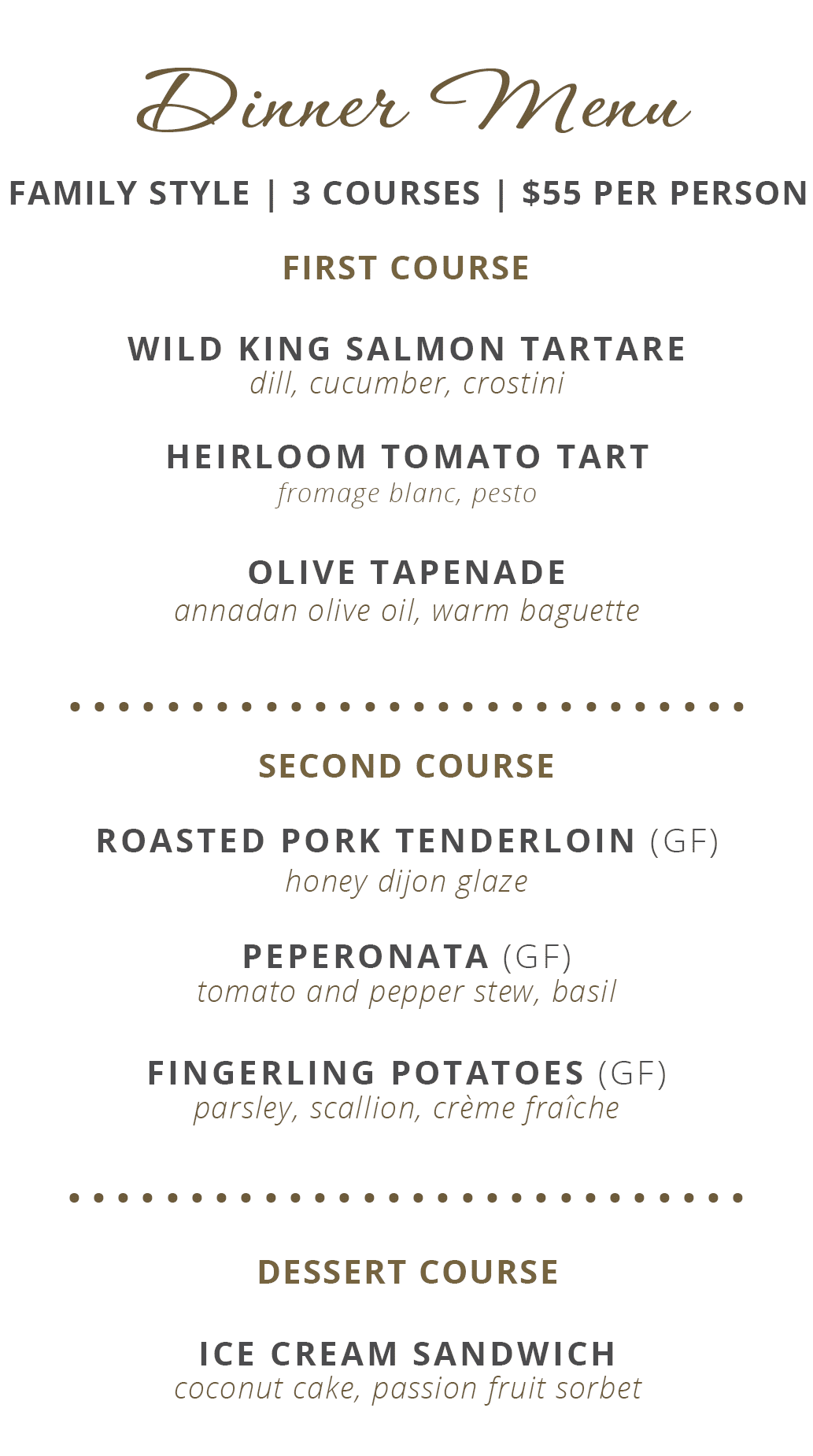 Dinner Menu