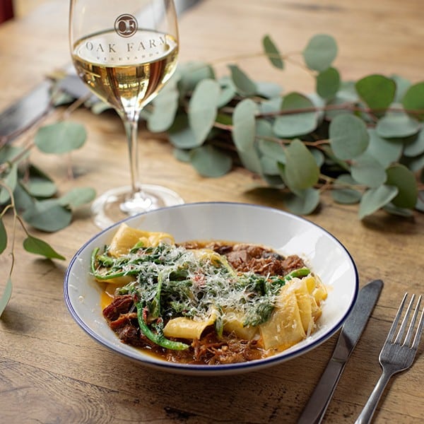 Seasonal pasta lunch at Oak Farm Vineyards in Lodi